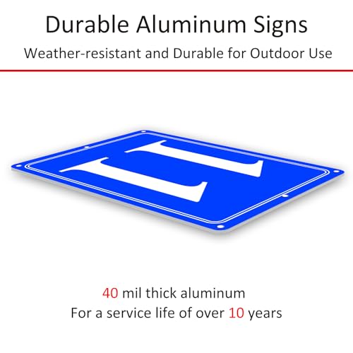 Image of Premium Aluminum Number Signs 11, Metal 12 inch X 8 inch Blue Numbered Signs Outdoor for Parking Lots, Floor, Dock, Court, Aisle, Field, High Visibility, No Fade, Weather-resistant