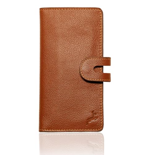womens wallet (Holds 15-18 Cards, 4 Flat Pockets, 1 ID Windows) Genuine Leather clutch purses for women | Slim long wallets for women | rfid blocking wallet (brown wallets)