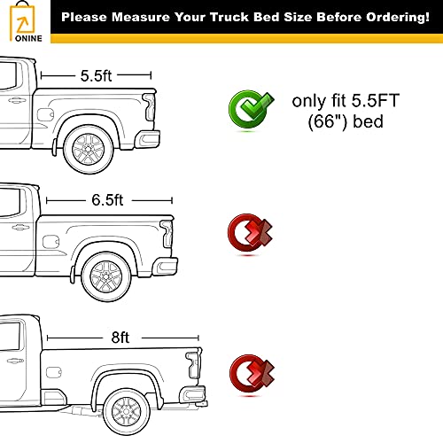 Image of ONINE Electric Power Retractable Truck Bed Tonneau Cover Custom fit 2015-2026 Ford F150 5.5 FT Short Bed, Aluminum Matte Black, Compatible with Crossbar and Cargo Racks