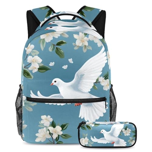Sac à dos polyvalent blanc colombe grand format esthétique 2 pièces