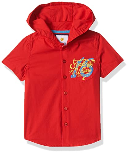 Image of Amazon Brand - Symbol Boys 100% Cotton Hooded Casual Shirt | Half Sleeves | Regular Fit | Age 2-7 Years