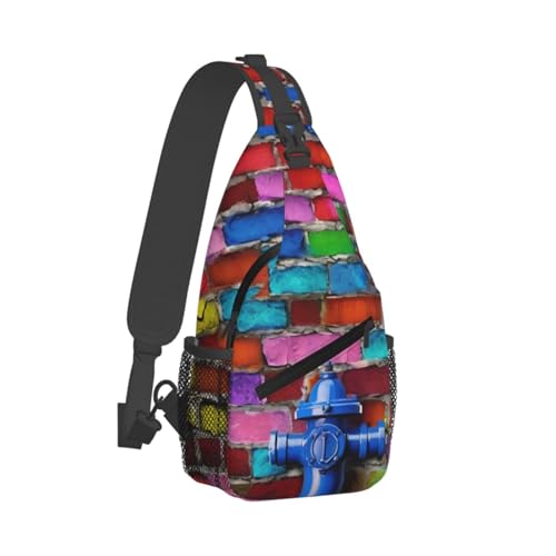 Bolso tipo Sling con estampado ladrillos para mujeres y hombres miniatura 2
