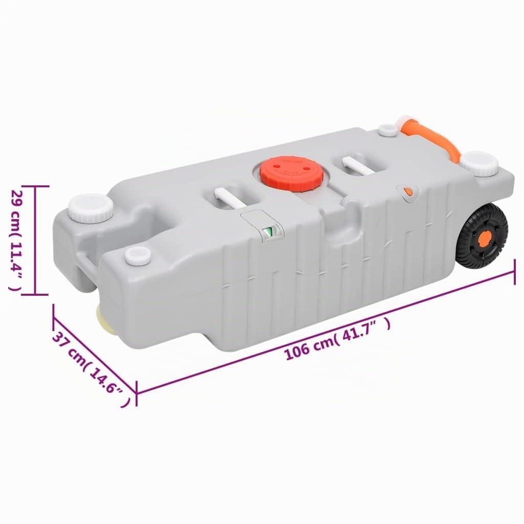 vidaXL Depósito de Agua con Ruedas para Camping Gris 75 l, Tanque de Almacenamiento de Agua, depósito de Agua Grande, depósito de Agua con Ruedas