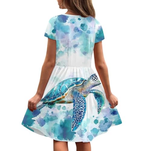 Girls Short Sleeve Dresses with Pockets Cute Dresses for Girls 3-16 Years Old3