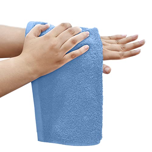 Dan River 100% Cotton Face Towels 12 Pack - Premium Quality Washcloths Highly Absorbent Towels For Bathroom, Spa, Gym - Quick Dry Essential For Daily Use 12X12 In, 600 Gsm – M Blue #TOP5