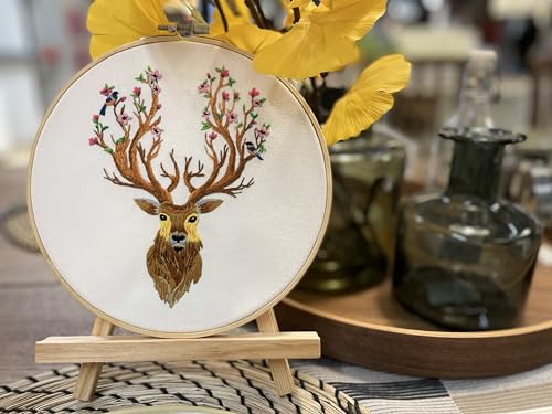 Image of YOUA Deer Embroidery Kit for Adults with Stamped Pattern, Embroidery DIY Crafting,Cross Stitch Beginner Kits with Frame,Embroidery Kit.