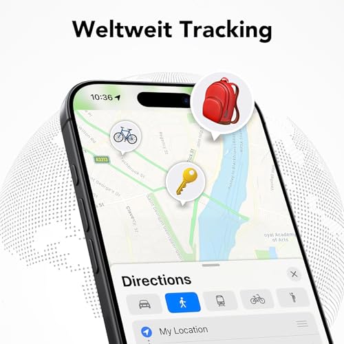 Smart Tracker Tag 4er Pack, Schlüsselfinder KeyFinder Kompatibel mit Apple Wo ist? APP (iOS NUR, Android Not Supported), Bluetooth Key Finder für Gepäck/Taschen/Koffer, Austauschbarer Akku