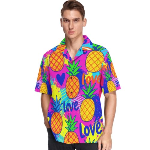 Chemise hawaïenne homme ananas GuoChe imprimé fruits tropicaux