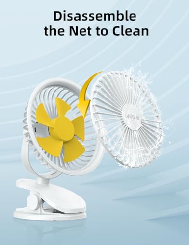 Image of UN1QUE Portable Fan,1800mAh Rechargeable Mini Table Fan,Small Desk Fan 3 Speed,Brushless Motor 3000RPM High Speed Usb Fan,Quiet Clip Fan for Office Kitchen Stroller Camping