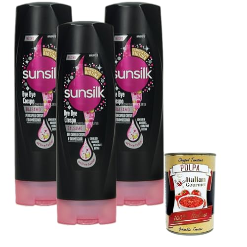 Italian Gourmet Sunsilk Bye Bye Crespo Lot de 3 après-shampoings pour cheveux crépus enrichis en biotine, huile d'amande et kératine 200 ml + Italian Gourmet Polpa