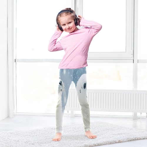 Lovely White Seal Snowflakes Girls Casual Leggings for Kids Printed Long Pant Bottoms Stretch and Soft4