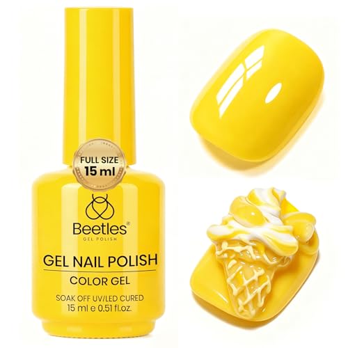 Image of Beetles Yellow Gel Nail Polish - Mango Gelato 15ML /0.51Fl Oz, Yellow Gel Polish, Color-Matched Bottle, Soak-Off UV LED, Long-Lasting Holiday & Summer Nails Art for DIY Beginners & Salon Pros