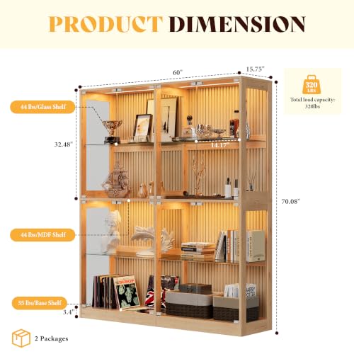 Image of AMERLIFE 60-Inch RGB Display Cabinet with Glass Shelves