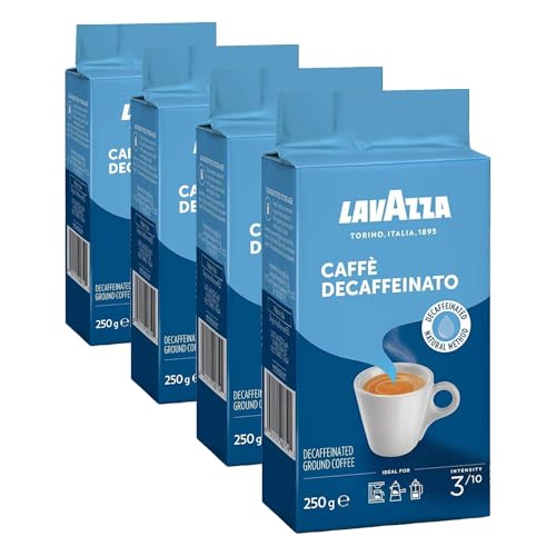 Lavazza, Caffè Decaffeinato, Café Molido Natural Descafeinado, para Cafetera Italiana, de Filtro y Francesa, con Notas de Frutos Secos, Arábica y Robusta, Intensidad 3, Tueste Medio, 250 g