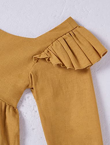 ANATA Baby Girls Linen Vintage Dress Ruffle Retro Flower Girl Dresses Boho Sundress3