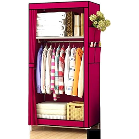 Convenient Wardrobe Canvas Single Home Wardrobe Save Space Storage Rack Storage Locker 70 * 45 * 160CM (Color : Red) Cover