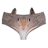 FASHION Store Women's Low Waisted Underwear Funny Naughty 3D Animal Printed Briefs Panties Gifts with Cute Ears (Squirrel,)