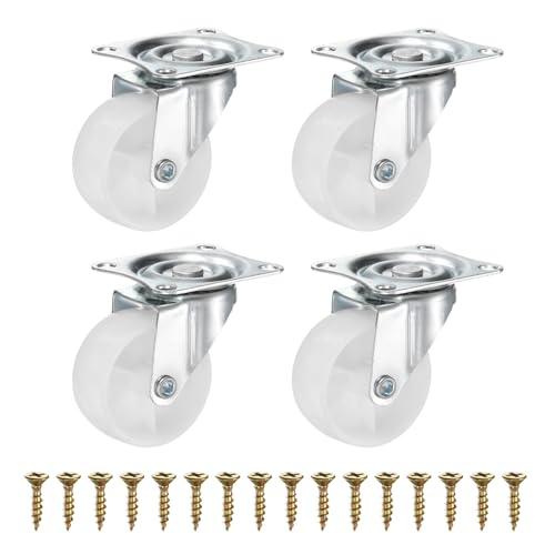 PATIKIL 2インチキャスターホイールプラスチック製ミュート360度回転プレートキャスター家具引き出し収納ボックスDIYプロジェクト用-4個(ホワイト)