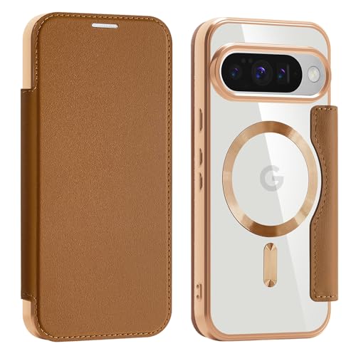 Casesmo Google Pixel 10 Pro XL用 ケース 手帳型 Magsafe対応 背面 透明 かわいい グーグル ピクセル10 Pro XLスマホケース カード収納 財布付き 耐衝撃 薄型 軽量 TPU+PUレザー 全面保護 耐摩擦 スト