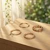 Bookay Bohemian Bracelet Sets for Women - 4-Pack Stackable Stretch Bead Bracelets with Black＆White Crystal & Gold Accessories, Multi-Layer Boho Jewelry for Holiday Gift (liaght a'pricot) #2