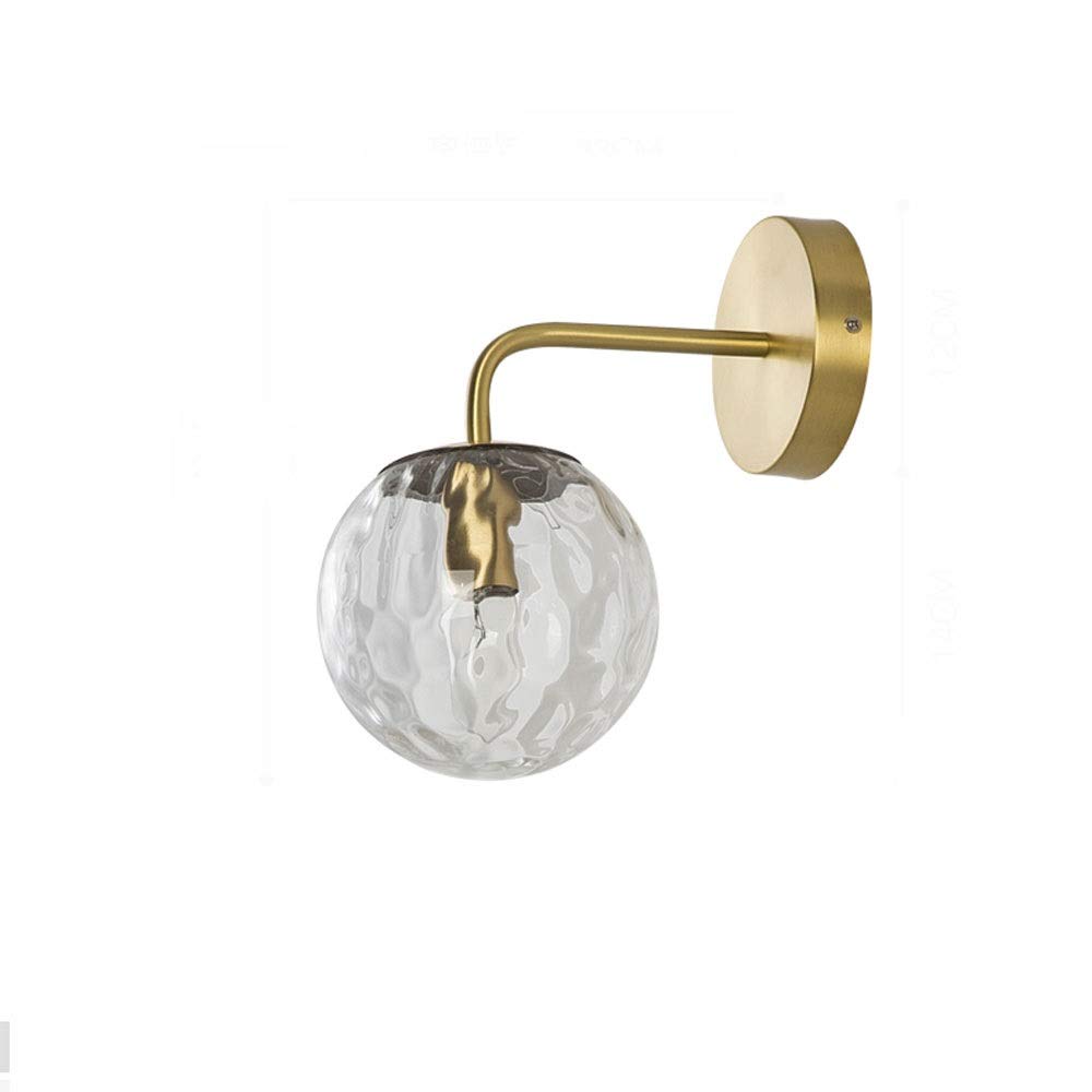 HPTHLY Wall Mounted Light Nordic Luxury Brass Bedroom Bedside Bracket Light Indoor Living Room Tv Background Wall Lamp Minimalist Water Ripple Aisle Lamp Ba(1 Pack)