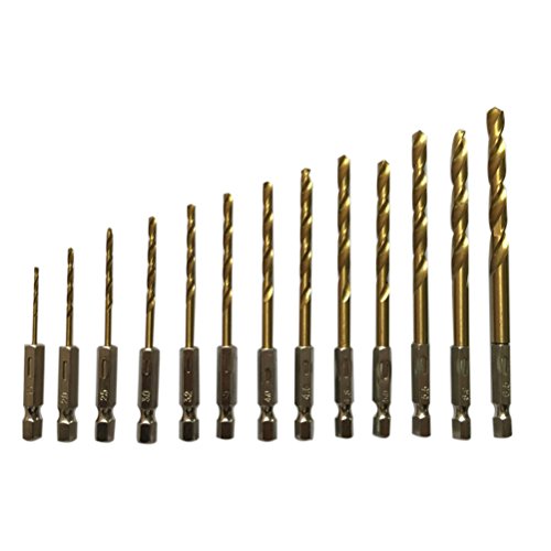 PIXNOR Set Punte per Trapani con Attacco Esagonale HSS Titanio Tivestito 1.5-6.5mm Confezione di 13