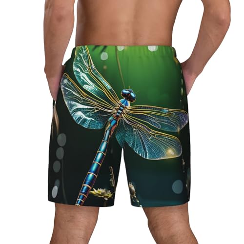 Men's Swim Trunks Quick Dry Board Shorts Dragonfly Green Beach Shorts with Pocket Bathing Suits for Men3