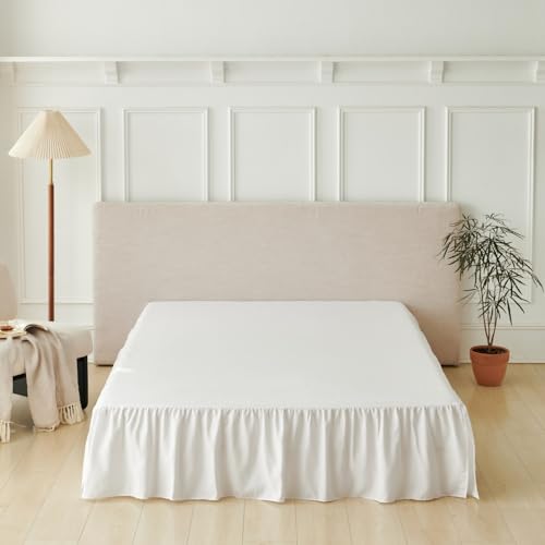 Bed Skirt Full Size Ruffled Bed Skirt with Split Corners, Full Bed Skirts 18 Inch Drop with Platform, White, 18'' Full