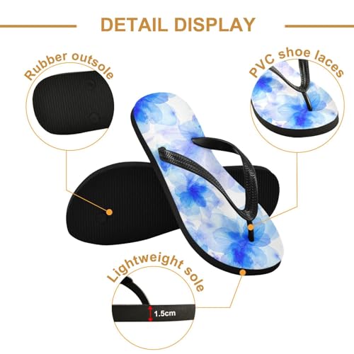 Blue Flower Blossom Flip Flops for Beach Thong Sandals Anti-slip Lightweight Flat Slippers for Summer Outdoor Travel3