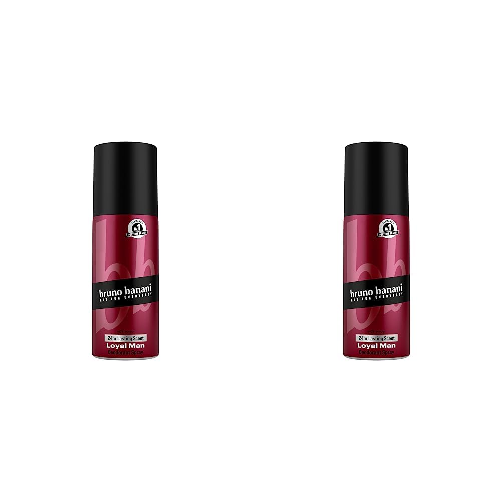 Bruno Banani Fragrance Loyal Man Deo-Bodyspray, Körperspray mit aromatisch-holzigem Herrenduft, 24h lang anhaltend, 150 ml (Packung mit 2)