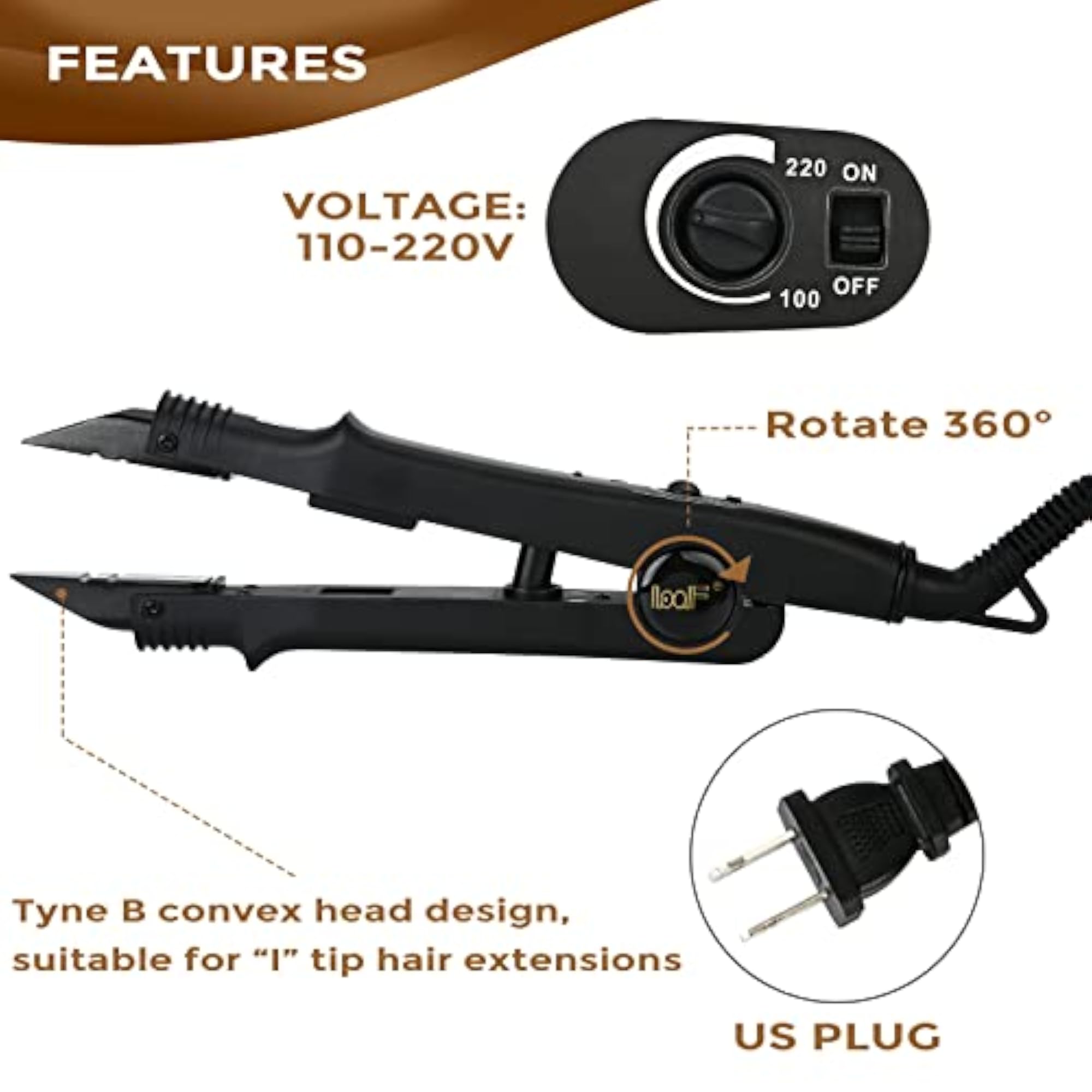 Professional Hair Styler Extensions Iron Machine, Fusion Tool