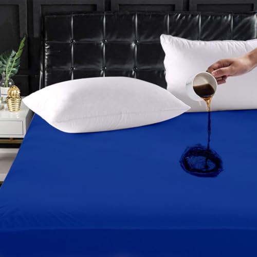 Image of Ayka 100% Waterproof Cotton Terry Mattress Protector Queen Size Breathable Hypoallergenic Noiseless Ultra Soft Fitted Bed Protector 75x60 inch Mattress /Bed Cover (Queen 75*60 | 6.25x5 ft, Royal Blue)