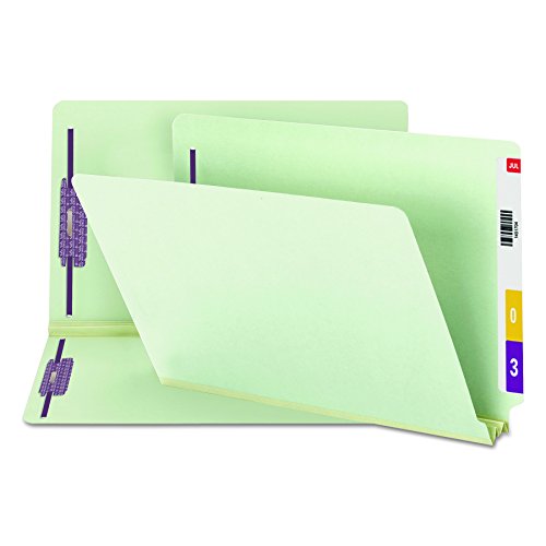 Smead-End-Tab-Pressboard-Fastener-File-Folder-with-SafeSHIELD-Fasteners-2-Fasteners-2-Expansion-Legal-Size-GrayGreen-25-per-Box-37715