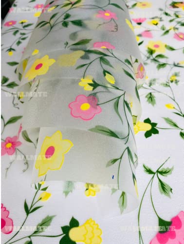 Image of WALLMATE Self Adhesive Window Film Frosted 3D Glass Door Window Frosted Film for Home /Office /Bathroom & Living Room Multicolor Frosted Film (16 x 175 Inch, Bail Flower)