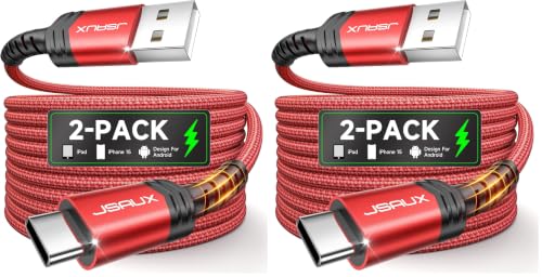 Image of JSAUX USB C Cable [4-Pack 3.3ft], USB A to USB C for iPhone, Samsung, Red