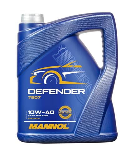 MANNOL Defender Motoröl 10W-40 Teilsynthetisch, 5L - Optimale Leistung & Langlebigkeit für moderne Motoren, MB & VW geeignet
