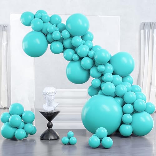 Image of PartyWoo Teal Balloons, 100 pcs Teal Blue Different Sizes Pack of 36 Inch 18 Inch 12 Inch 10 Inch 5 Inch Turquoise for Balloon Garland or Balloon Arch as Party Decorations, Teal-Y69