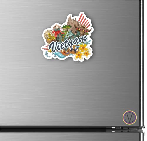 Image of Vietnam Acrylic Fridge Magnet - UV Textured Printed, Stylish Multicolor Magnet for Fridge, Wardrobe & Metal Surfaces, Pack of 1 (Vietnam)