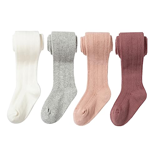 Image of Bafeicao 3/4/5 Pack Toddler Baby Girls Tights Cable Knit Leggings Stockings Little Girl Cotton Pantyhose