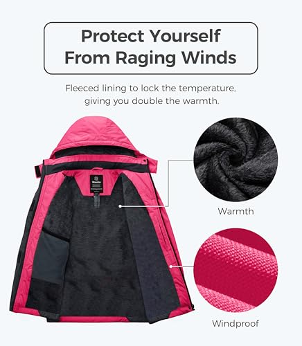 Image of Wantdo Women's Mountain Waterproof Ski Jacket Windproof Rain Jacket Winter Warm Hooded Coat
