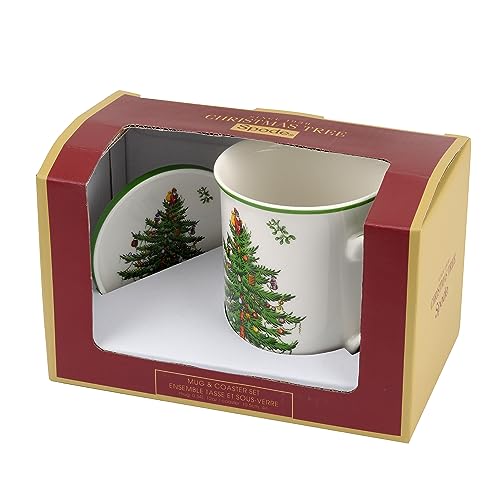 Spode-Christmas-Tree-14-oz-Mug-Coaster-Set-Ceramic-Mug-with-Coaster-for-Tea-Coffee-Hot-Chocolate-Fine-Porcelain-Dishwasher-Microwave-Safe-Mug-Coaster-Gift-Set