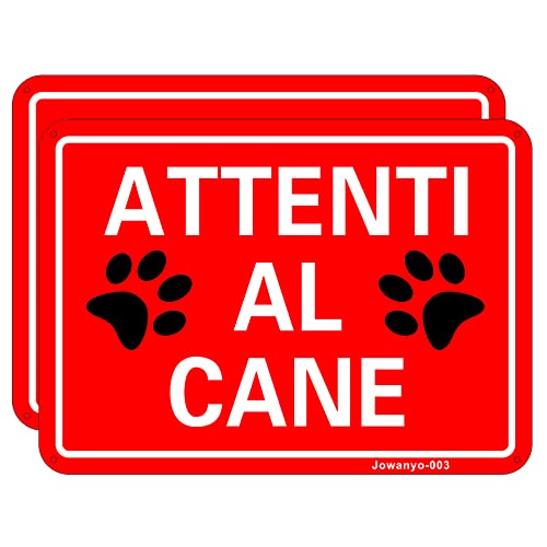 Jowanyo Cartello Attenti al Cane in Riflettente Alluminio,spessore 1mm 18 x 25 cm,2 pz