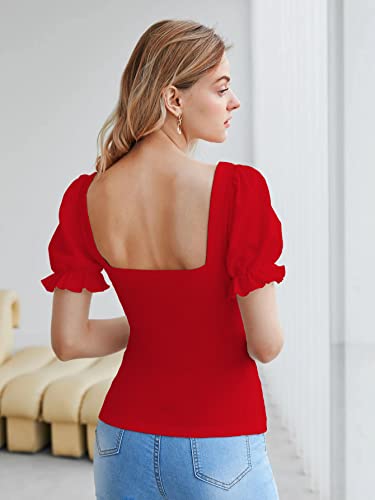 Image of Shasmi Women's & Girls' Solid Sweet Heart Neck Slim Fit Simplicity Tops (TOP 50)