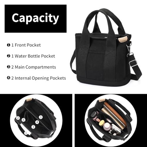 Bolso tote pequeño de lona para mujer con cierre miniatura 2