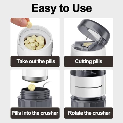 Image of DUBSTAR 3-in-1 Pill Crusher Pill Grinder, Pill Crusher Fine Powder with Brush, Pill Crushers for Elderly with Pill Cutter and Storage, Pill Cutter Splitter for Small or Large Pills (Grey)
