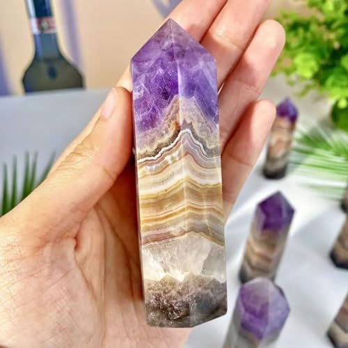 Cristal de amatista pulida de colección con base geométrica de ágata pura 2