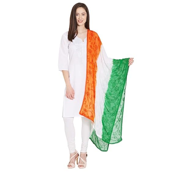 Image of Republic Day /Independence Day Tricolor Stole, Dupatta, Scarf for Adults & Kids | Pack of 1pcs | Tiranga Accessories for Patriotic Celebrations | Lightweight & Comfortable