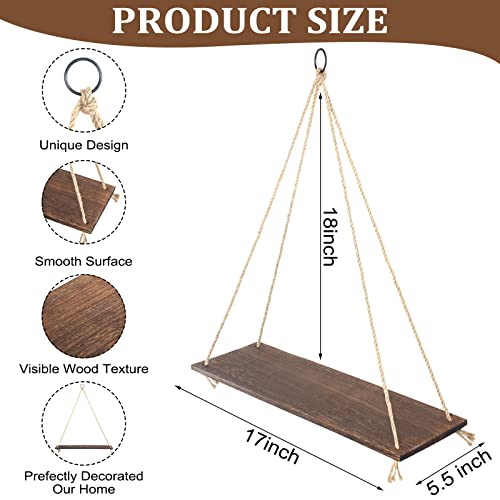 Reginary Boho Hanging Shelves Set Of 6 Wood Hanging Shelves Boho Triangle Floating Shelves Hanging Plant Shelf For Farmhouse Rustic Modern Plant Aesthetic Dorm Living Room Bedroom Wall Decor #TOP2