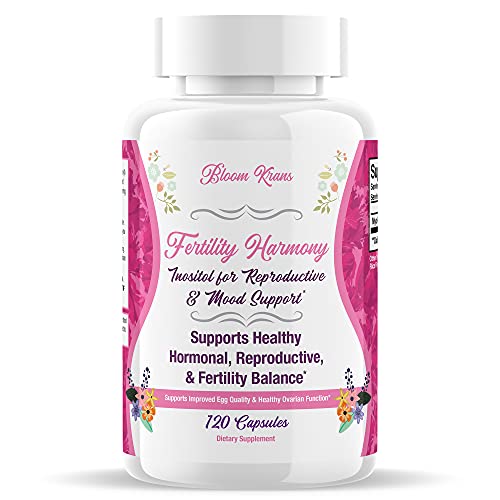 Bloom Krans Inositol Fertility Supplements for Women, Myo Inositol Supplement for Hormonal Balance and Fertility Support, 2000mg Inositol Capsules, 120 Pills, 30 Day Supply, 1-Pack