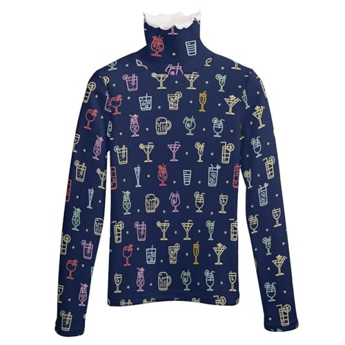 Alcohol Cocktail Signs Fashion Women's Turtleneck Foldable Long Sleeve Shirt Sweater Autumn and Winter Tops4